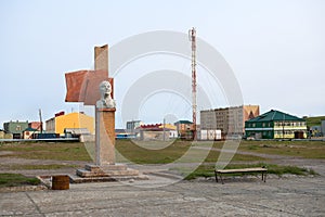 Lenin monument at the square in Lapino city