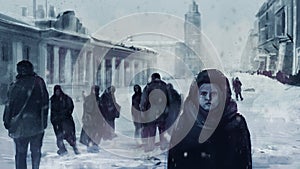Leningrad siege illustration. photo