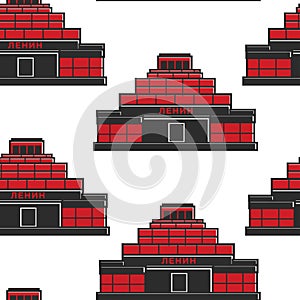 Lenins mausoleum USSR building seamless pattern architecture