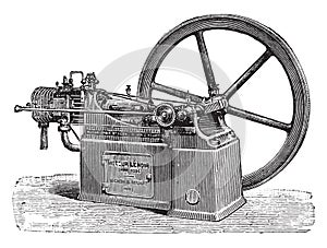 Lenoir engine, new type, vintage engraving photo