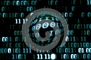 A lens ball with blurry binary code