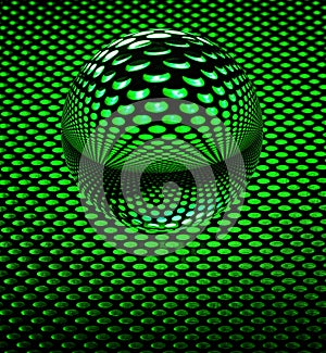 Lens ball with pattern from green lights