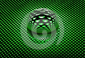 Lens ball with pattern from green lights