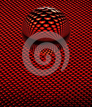 Lens ball with pattern from red lights