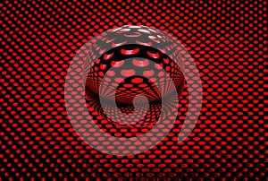 Lens ball with pattern from red lights