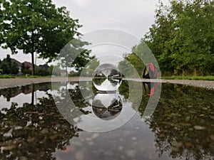 Lens Ball Trail and Rain Water