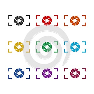 Lens color icon set isolated on white background