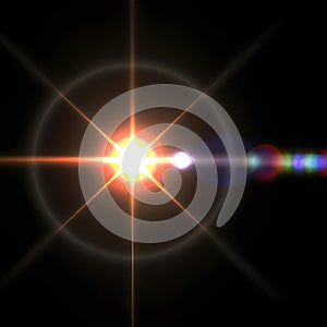 Lens flare isolated on black background. light effect. Generative AI