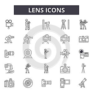Lens line icons for web and mobile design. Editable stroke signs. Lens  outline concept illustrations