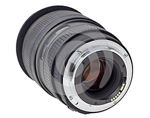 Lens of modern digital camera, rear view of lens