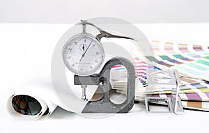 Lens, pantone and micrometer