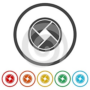 Lens Shutter Camera Photography Logo. Set icons in color circle buttons