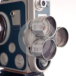 Lens turret of vintage 8mm movie camera photo