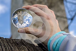 Lensball and Gothic church in Ludrova, Slovakia