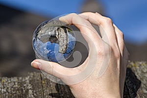 Lensball and Gothic church in Ludrova, Slovakia