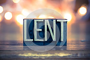 Lent Concept Metal Letterpress Type photo
