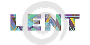 Lent Concept Retro Colorful Word Art Illustration