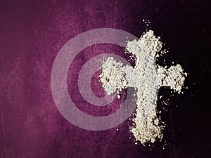 Lent Season, Holy Week, Ash Wednesday concepts. Ash cross background.