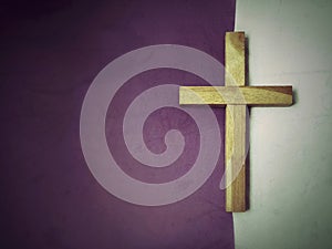 Lent Season,Holy Week and Good Friday concepts - image of cross shape in vintage background. Stock photo.