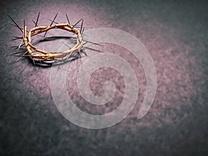 Lent Season,Holy Week and Good Friday concepts - an image of crown of thorns in purple vintage background