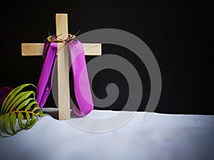 Lent Season,Holy Week and Good Friday concepts - image of wooden cross in vintage background