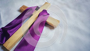 Lent Season,Holy Week and Good Friday concepts - image of wooden cross in vintage background