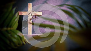 Lent Season,Holy Week and Good Friday concepts - image of wooden cross in vintage background