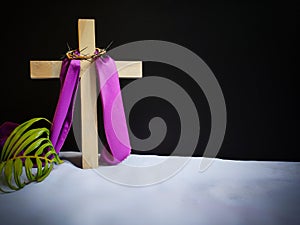 Lent Season,Holy Week and Good Friday concepts - image of wooden cross in vintage background photo