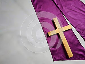 Lent Season,Holy Week and Good Friday concepts - image of wooden cross in vintage background. Stock photo.