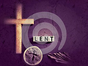 Lent Season,Holy Week and Good Friday Concepts - LENT text with purple vintage background. Stock photo.