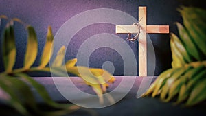 Lent Season,Holy Week and Good Friday concepts - photo of wooden cross in vintage background