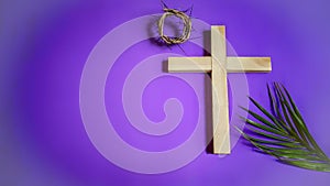 Lent Season,Holy Week and Good Friday concepts - photo of wooden cross in vintage background