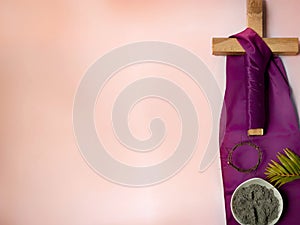 Lent Season,Holy Week and Good Friday concepts - religious cross in red  background. Stock photo.