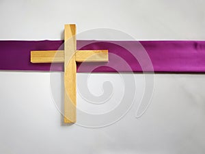 Lent Season,Holy Week and Good Friday concepts - wooden cross image in vintage background. Stock photo.