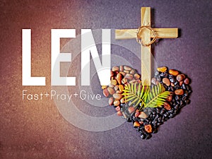 Lent Season,Holy Week and Good Friday concepts - word 'lent fast pray give' in vintage background