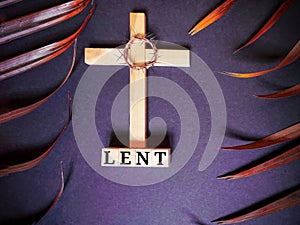 Lent Season,Holy Week and Good Friday concepts - word lent on wooden blocks vintage background