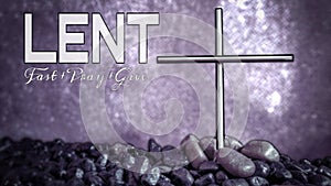 Lent Season,Holy Week and Good Friday concepts - words lent fast pray give with purple vintage background photo