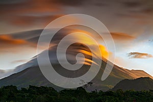 Lenticular clouds Mountain merapi at sunrise 2