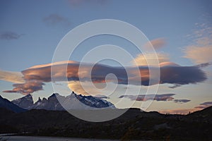 Lenticular clouds over Torres del Paine