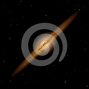 Lenticular galaxy with stars, vector illustration of space