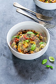 Lentil and aubergine ragu