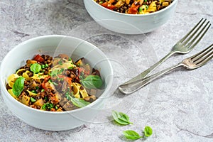 Lentil and aubergine ragu