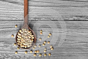 Lentil beans in wooden spoon