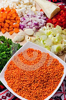 Lentil cream soup ingredients