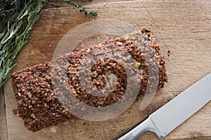 Whole Lentil Loaf on Cutting Board