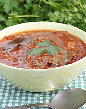 Lentil soup close-up