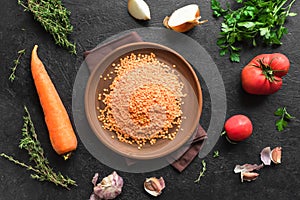 Lentil soup ingredients