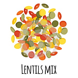 Lentils mix for template farmer market design, label and packing. Natural energy protein organic super food