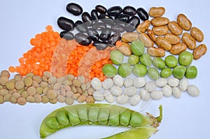 Lentils, peas, beans
