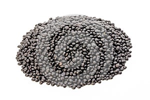 Lentin beluga. Black Lentins.Isolated on the white background.